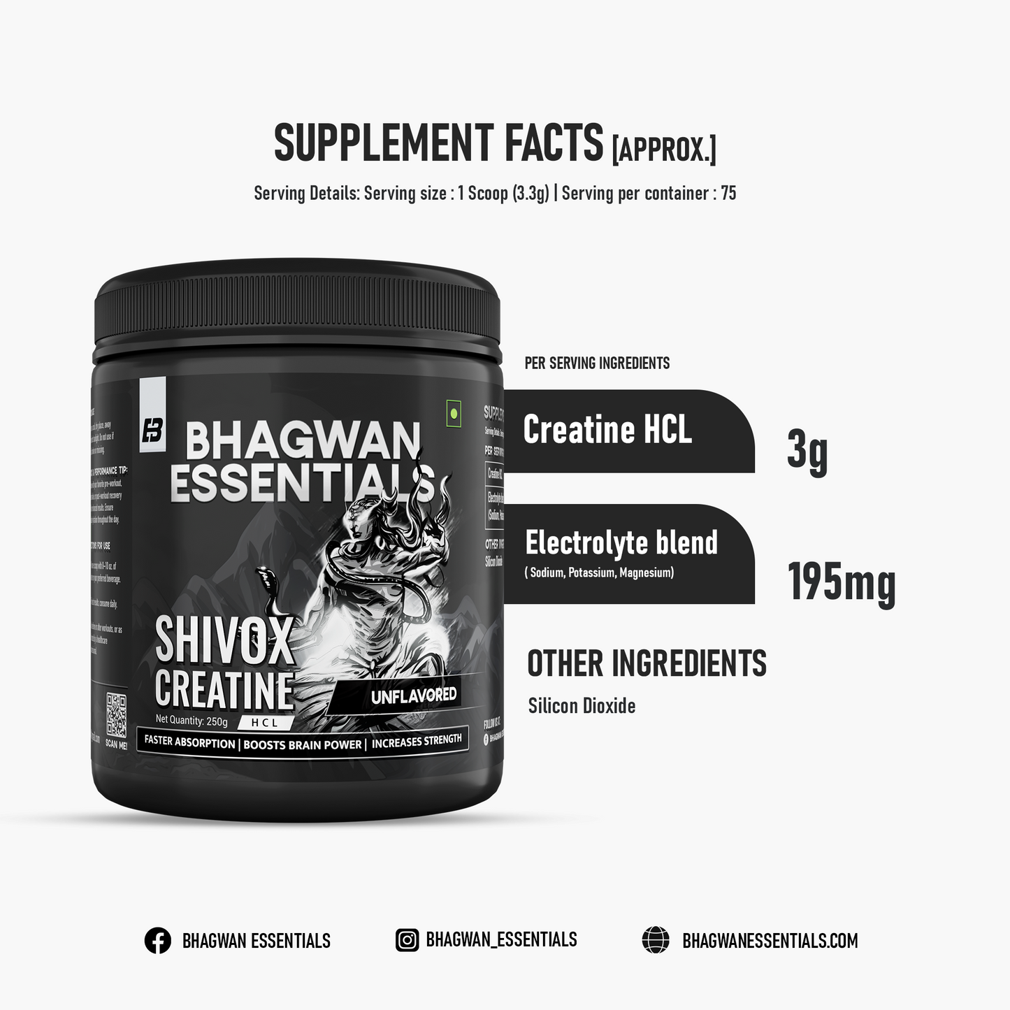 Shivox Creatine HCL 250g | 100% Pure