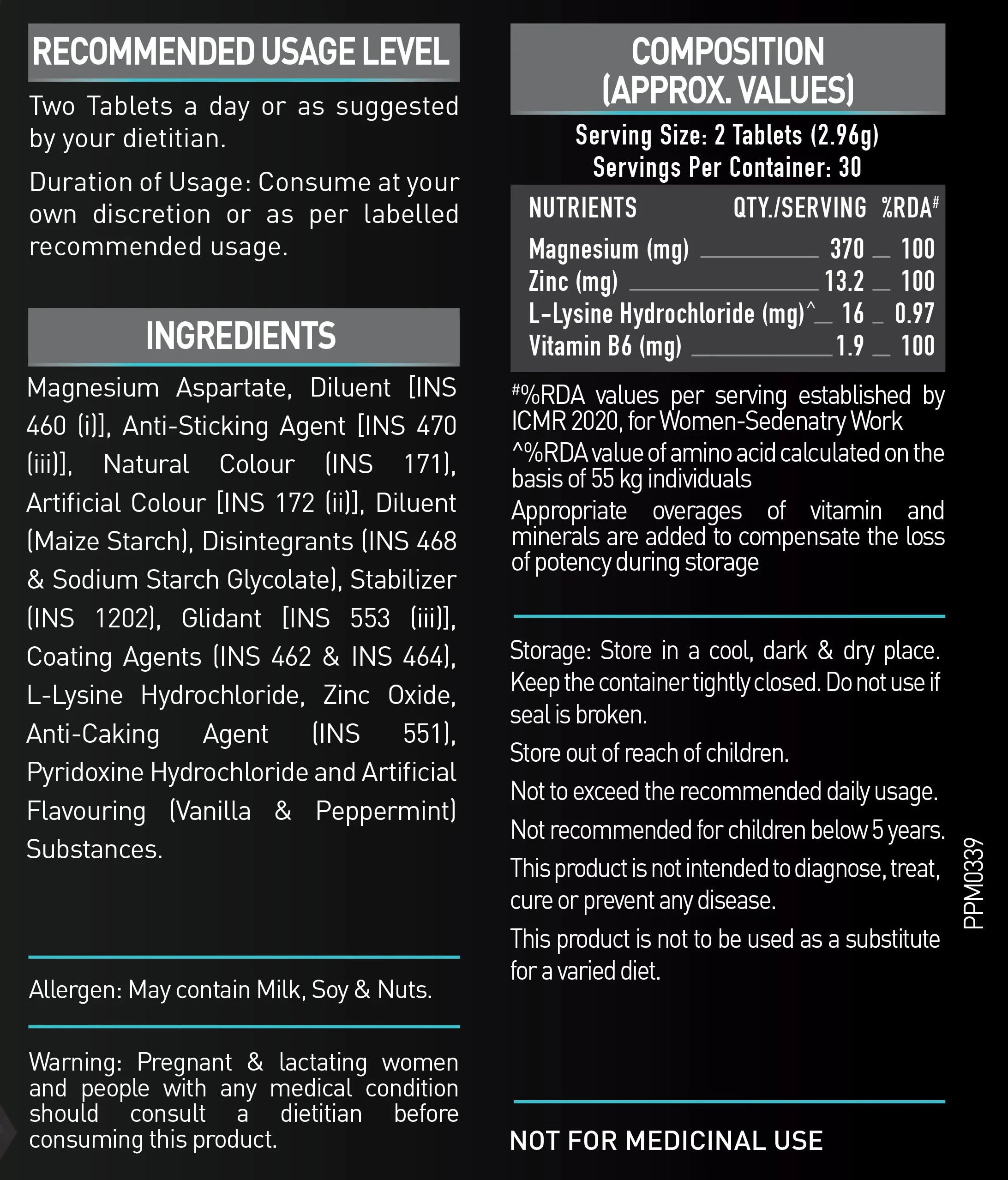 MuscleBlaze ZMA with 100% RDA of Zinc, Magnesium & Vitamin B6, 60 tablet(s)