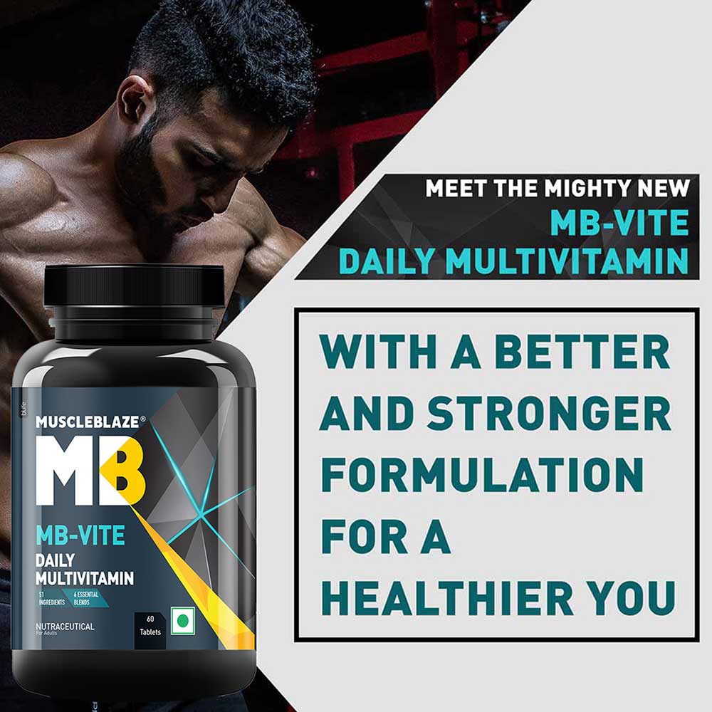 MuscleBlaze MB-VITE Daily Multivitamin, for Enhanced Energy, Stamina & Gut Health, 60 tablet(s)