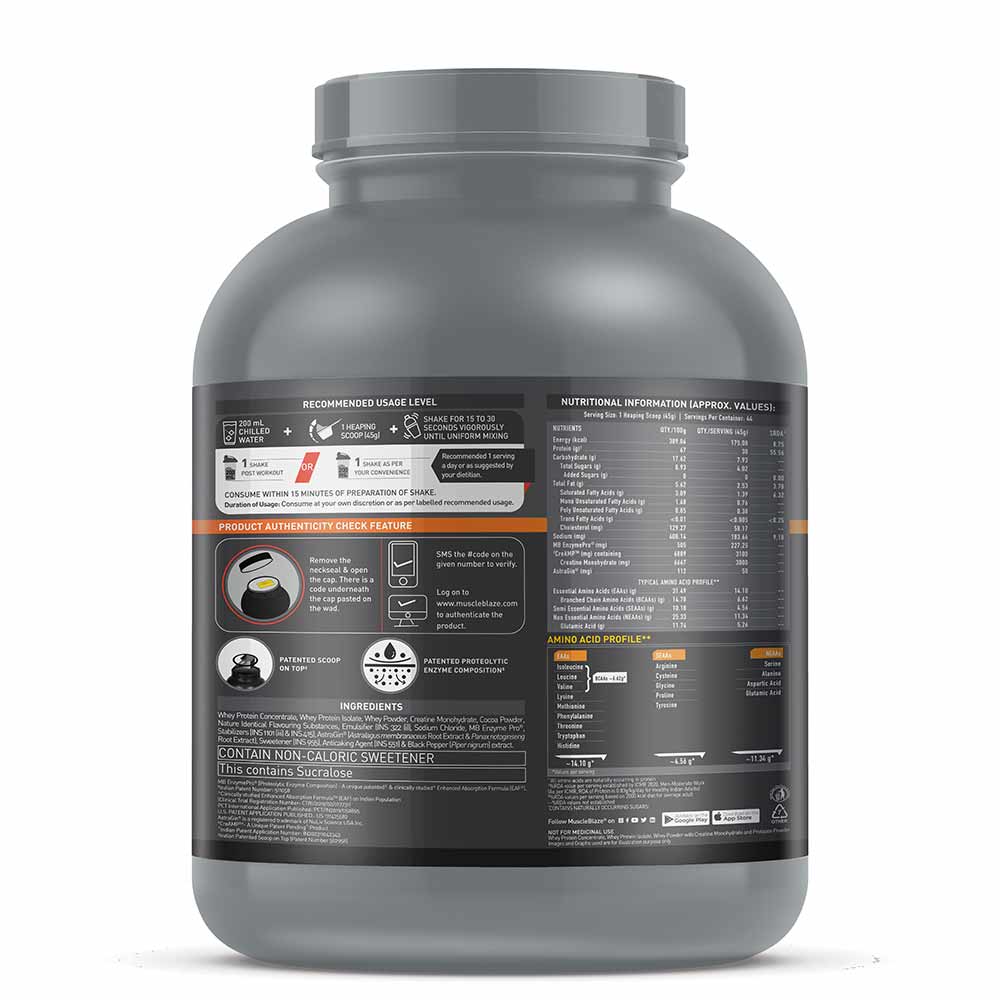 MuscleBlaze Biozyme Whey PR, 2 kg (4.4 lb), Chocolate Fudge