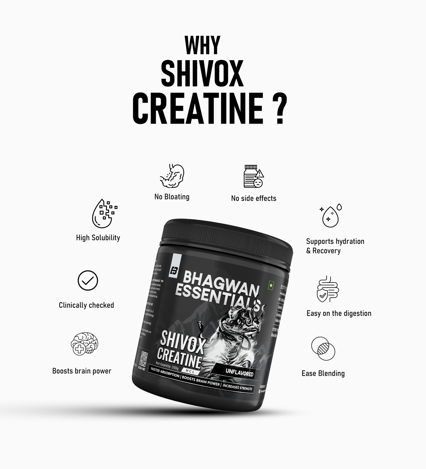 Shivox Creatine HCL 250g | 100% Pure